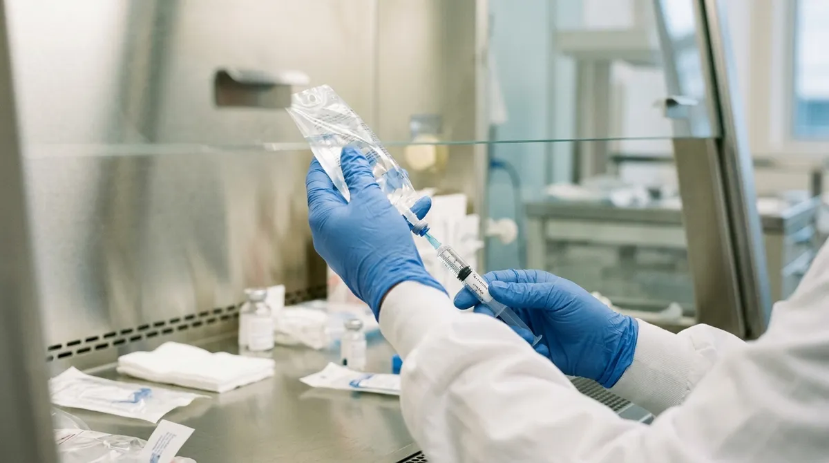 Préparation d’une poche de perfusion en unité de soins